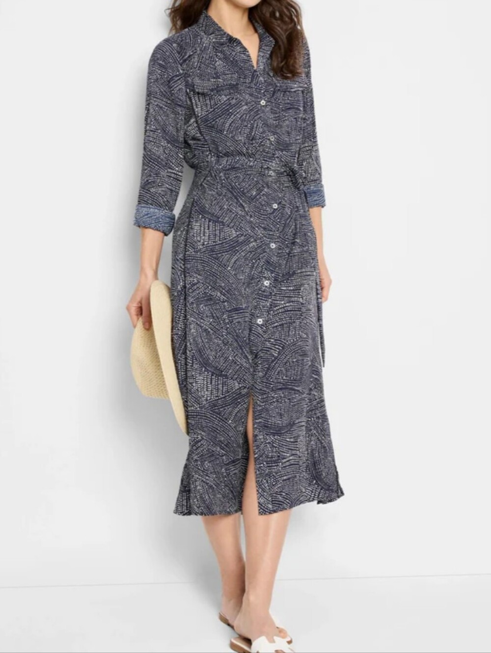 NIC+ZOE Swirling Sands Button Front Shirt Dress